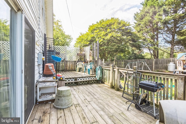 2178 Judith Rd, Hartly, DE 19953 - wooden deck with a fenced backyard and area for grilling