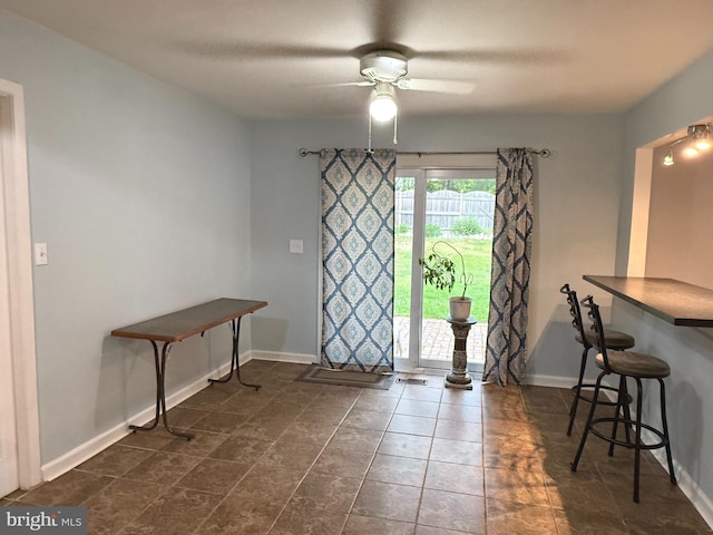 52 Henderson Ln, Willingboro, NJ 08046 - dining area with a ceiling fan and baseboards