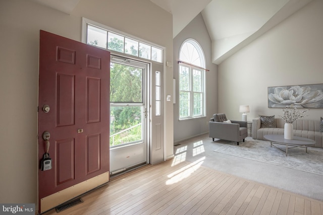 505 Country Pointe Cir, Perkasie, PA 18944 - foyer with healthy amount of natural light, light wood finished floors, and high vaulted ceiling