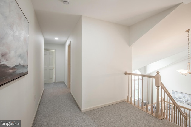 505 Country Pointe Cir, Perkasie, PA 18944 - hallway featuring carpet, recessed lighting, a chandelier, and an upstairs landing