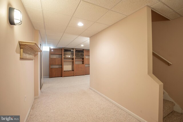 505 Country Pointe Cir, Perkasie, PA 18944 - corridor featuring light carpet, a drop ceiling, recessed lighting, and stairway