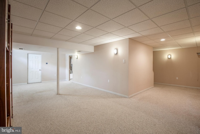 505 Country Pointe Cir, Perkasie, PA 18944 - finished basement with carpet, a paneled ceiling, and recessed lighting