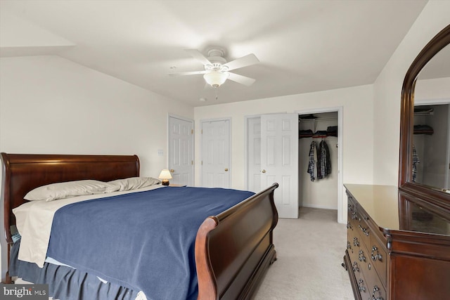 2044 Astilbe Way Unit 2044, Odenton, MD 21113 - bedroom with light carpet, a ceiling fan, arched walkways, and two closets