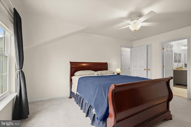 2044 Astilbe Way Unit 2044, Odenton, MD 21113 - bedroom featuring light carpet, ceiling fan, and ensuite bath