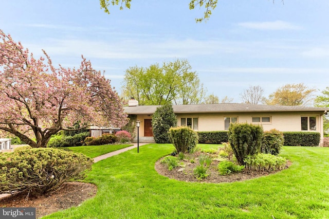 10135 Spring Pools Ln, Columbia, MD 21044 - ranch-style house with a chimney and a front yard
