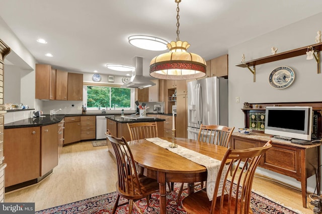 10135 Spring Pools Ln, Columbia, MD 21044 - dining room with light wood-style flooring and recessed lighting