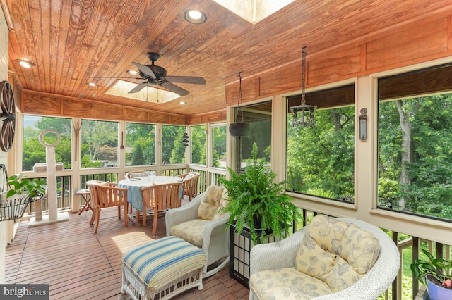 10135 Spring Pools Ln, Columbia, MD 21044 - sunroom with a ceiling fan, a skylight, and plenty of natural light