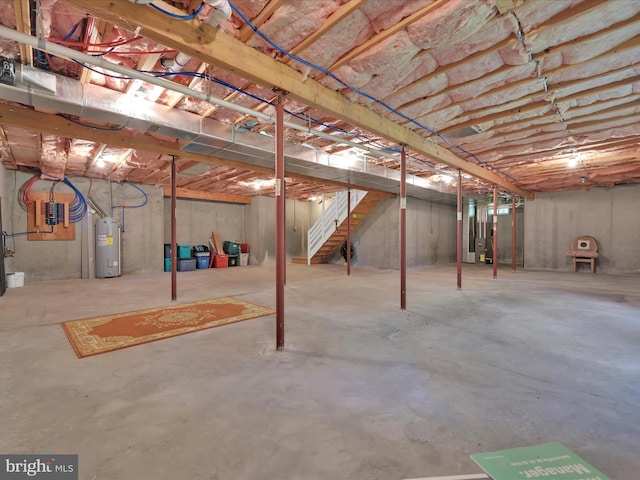 2528 Papoose Dr, Auburn, PA 17922 - unfinished basement featuring water heater and stairway
