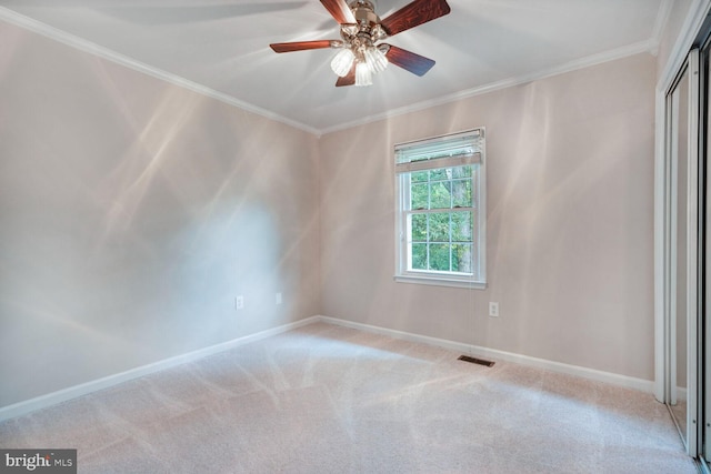 1429 Valley Mill Ct, Herndon, VA 20170 - spare room featuring crown molding, a ceiling fan, and carpet floors