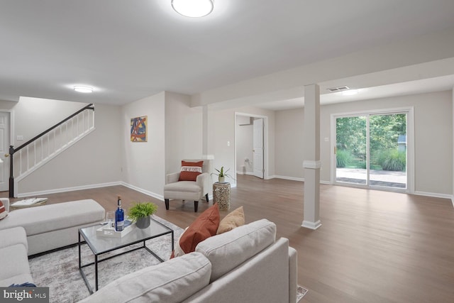 1429 Valley Mill Ct, Herndon, VA 20170 - living room featuring wood finished floors and stairs