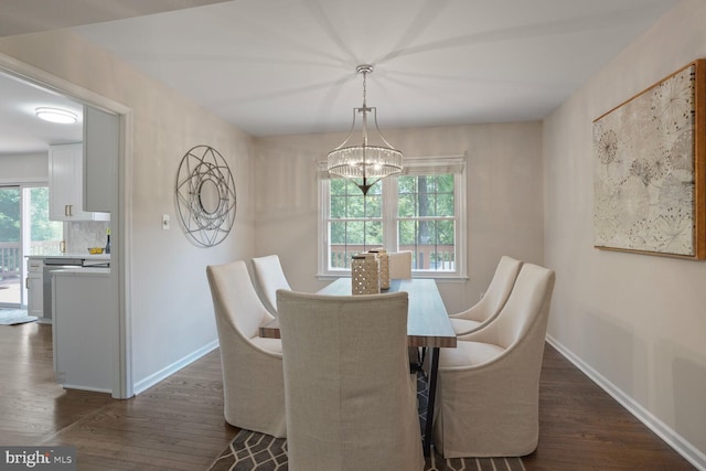 1429 Valley Mill Ct, Herndon, VA 20170 - dining room featuring dark wood-style flooring and a chandelier
