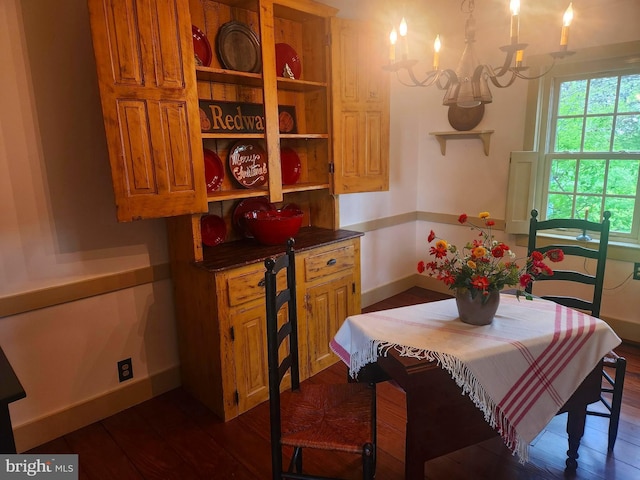 2569 White Oak Rd, Strasburg, PA 17579 - dining space with a chandelier and dark wood-style flooring