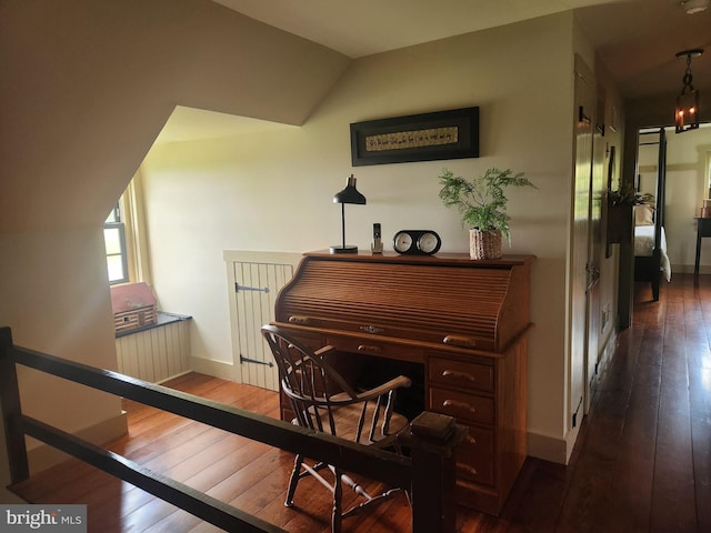 2569 White Oak Rd, Strasburg, PA 17579 - office area featuring wood-type flooring and lofted ceiling