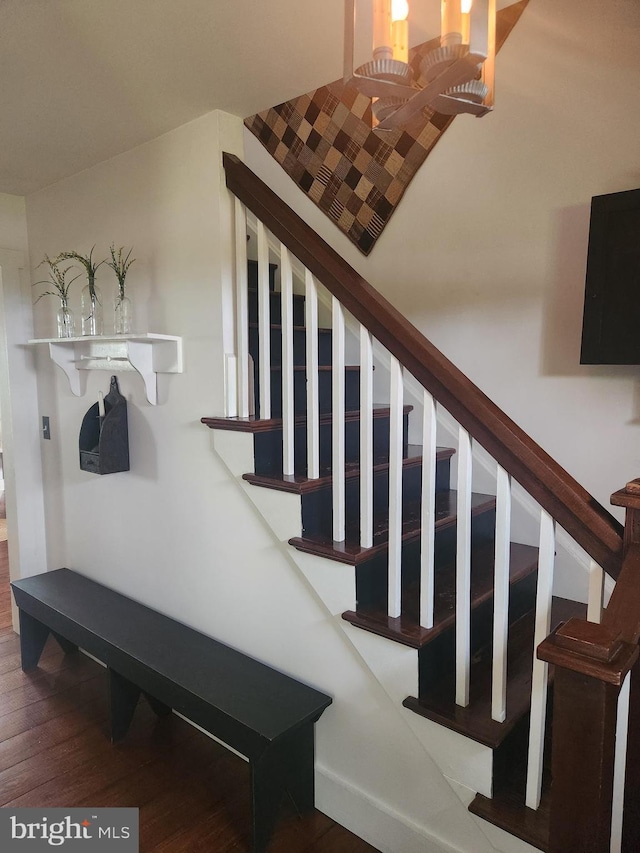 2569 White Oak Rd, Strasburg, PA 17579 - stairway featuring hardwood / wood-style floors