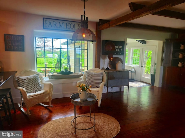 2569 White Oak Rd, Strasburg, PA 17579 - sitting room featuring hardwood / wood-style floors and beamed ceiling