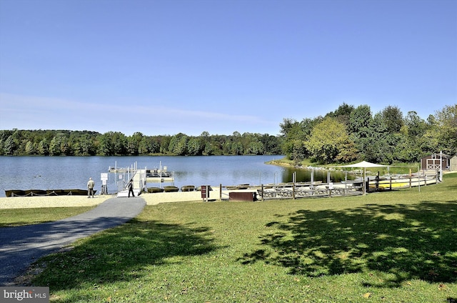 14329 Long Channel Dr, Germantown, MD 20874 - dock with a yard, a water view, and a view of trees
