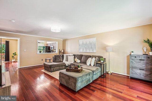 14329 Long Channel Dr, Germantown, MD 20874 - living area featuring ornamental molding and hardwood / wood-style floors