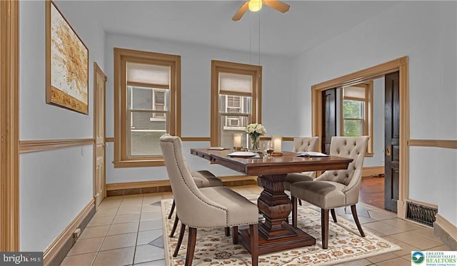 501 W 4th St, Bethlehem, PA 18015 - dining area featuring light tile patterned flooring and ceiling fan