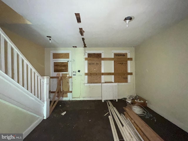 3705 Arcadia Ave, Baltimore, MD 21215 - entrance foyer with stairway and radiator heating unit