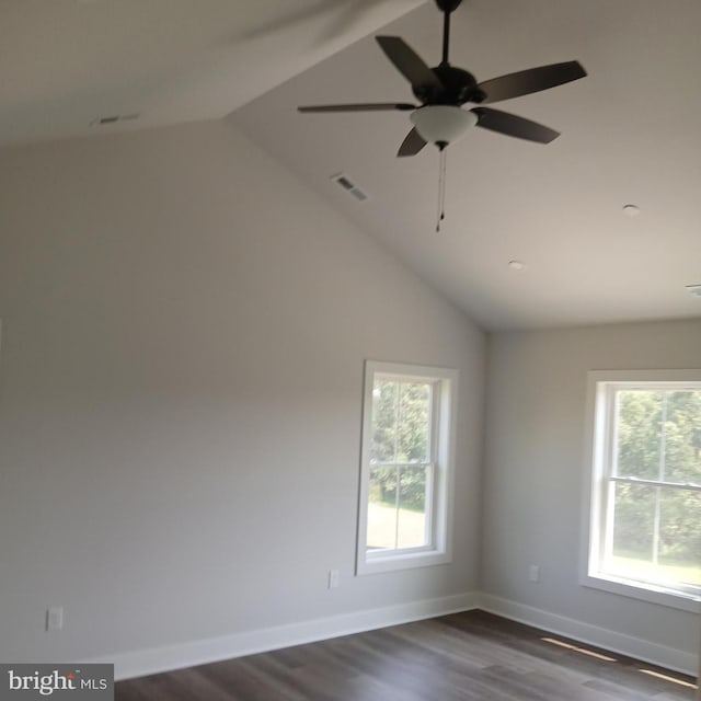 1909 Hughes Shop Rd, Westminster, MD 21158 - empty room with lofted ceiling, healthy amount of natural light, dark wood-style floors, and a ceiling fan