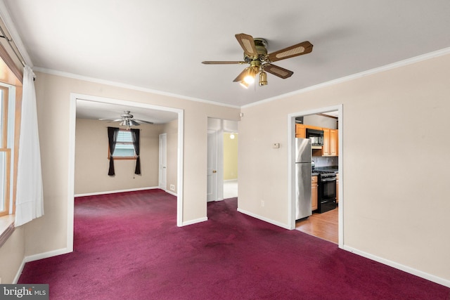 2216 Gaylawn Dr, Halethorpe, MD 21227 - empty room featuring ceiling fan, carpet floors, and crown molding