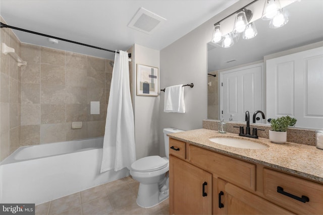 1205 N Garfield St Unit 711, Arlington, VA 22201 - full bathroom with vanity, tile patterned floors, and shower / bath combination with curtain
