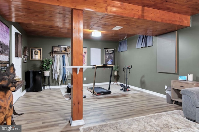 12513 Dardanelle Ct, Herndon, VA 20170 - exercise room with wood finished floors and wood ceiling
