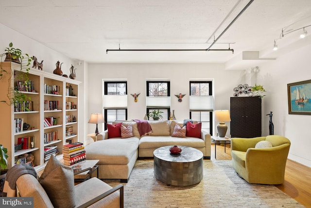 2328 Champlain St NW Unit 101, Washington, DC 20009 - living area featuring wood finished floors and rail lighting
