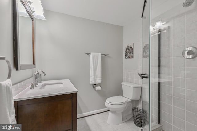 11726 Lariat Ln, Oakton, VA 22124 - bathroom with vanity, a stall shower, and tile patterned floors