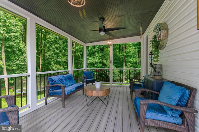 11726 Lariat Ln, Oakton, VA 22124 - wooden deck with ceiling fan