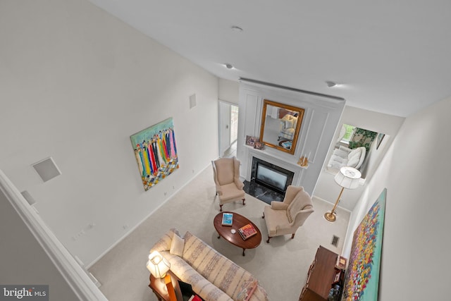 14 Mcconkey Dr, Washington Crossing, PA 18977 - living room with a fireplace with flush hearth and carpet