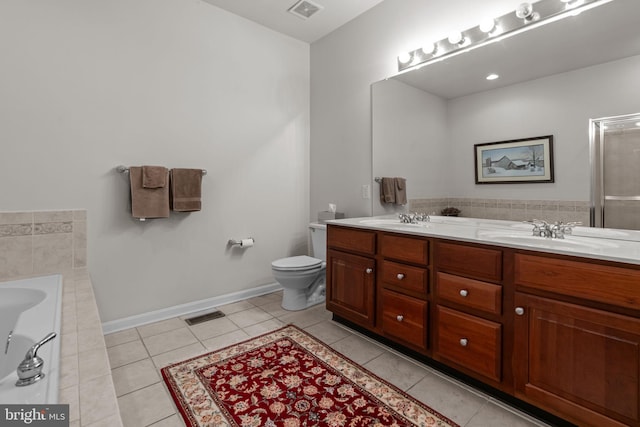 14 Mcconkey Dr, Washington Crossing, PA 18977 - full bath featuring tile patterned floors, a garden tub, double vanity, and a shower with door