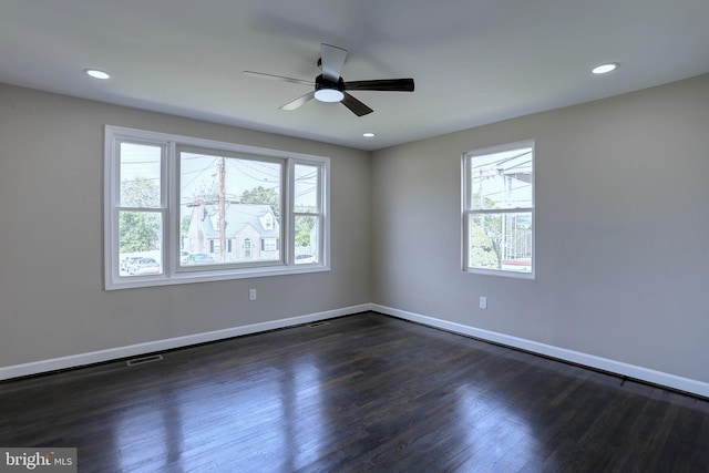 1204 Krueger Ave, Rosedale, MD 21237 - spare room featuring dark wood finished floors, ceiling fan, and recessed lighting