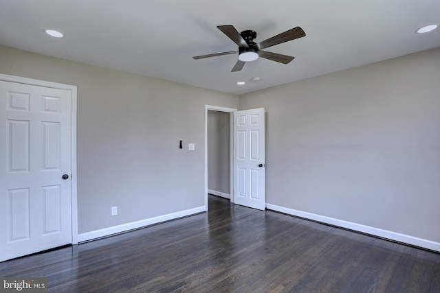 1204 Krueger Ave, Rosedale, MD 21237 - empty room featuring ceiling fan, dark wood-type flooring, recessed lighting, and a smoke detector