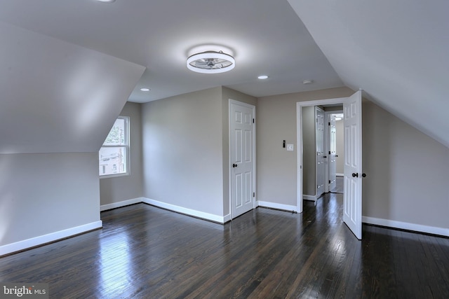 1204 Krueger Ave, Rosedale, MD 21237 - additional living space with lofted ceiling, dark wood finished floors, and recessed lighting