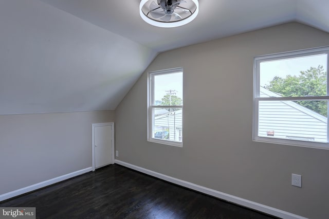 1204 Krueger Ave, Rosedale, MD 21237 - additional living space with lofted ceiling, dark wood-style floors, plenty of natural light, and a ceiling fan
