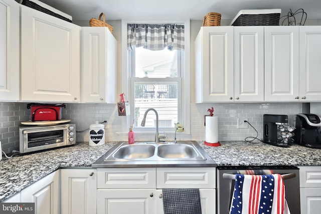 75 Railroad Ave, York Haven, PA 17370 - kitchen featuring dishwashing machine, white cabinetry, tasteful backsplash, and light countertops