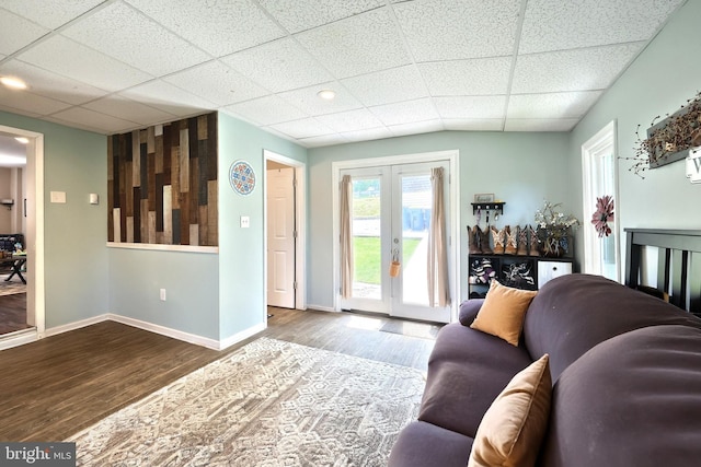 75 Railroad Ave, York Haven, PA 17370 - living room featuring a paneled ceiling, wood finished floors, and french doors