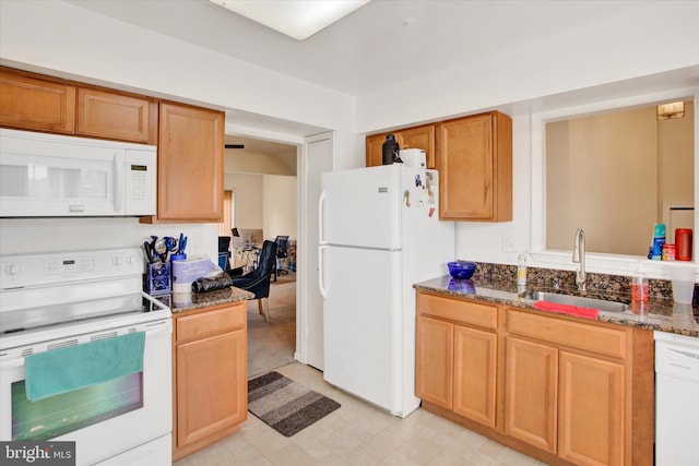 37 Joyceton Way, Upper Marlboro, MD 20774 - kitchen featuring white appliances and dark stone counters