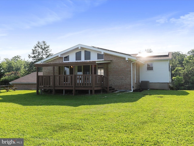 8175 Stone Bridge Rd, Greencastle, PA 17225 - rear view of property with a lawn, brick siding, and a deck