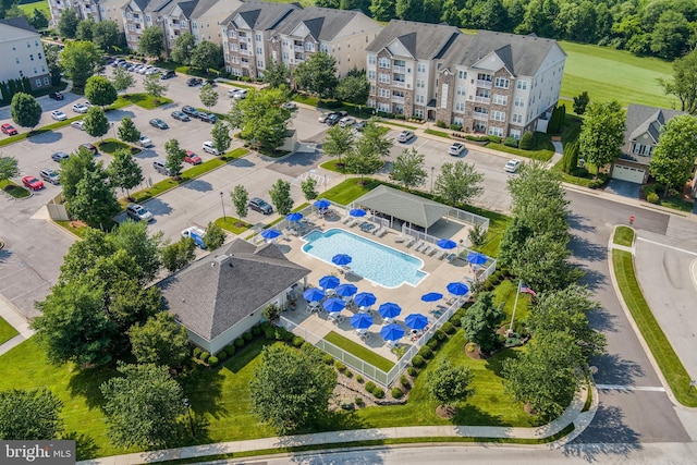 11037 Doxberry Cir Unit 15, Woodstock, MD 21163 - bird's eye view of a pool area and apartment complex