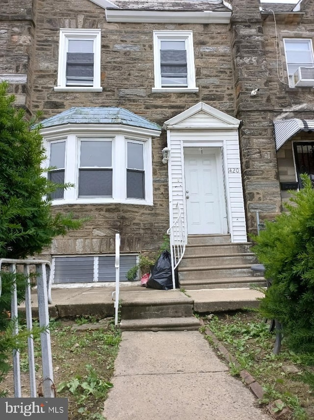 1420 Magee Ave, Philadelphia, PA 19111 - doorway to property featuring stone siding