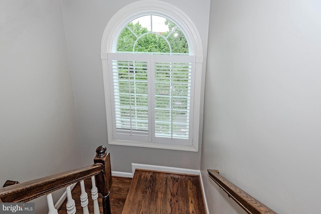 712 Arch Hall Ln, Alexandria, VA 22314 - stairs featuring wood finished floors and baseboards