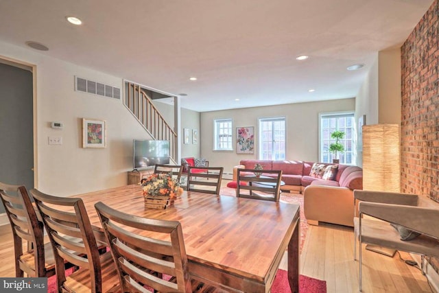 1831MUTLI-UNIT Spruce St, Philadelphia, PA 19103 - dining area with light wood finished floors, healthy amount of natural light, recessed lighting, and stairs
