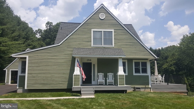 2508 Flagg Meadow Ct, Finksburg, MD 21048 - rear view of house featuring covered porch, roof with shingles, and a yard