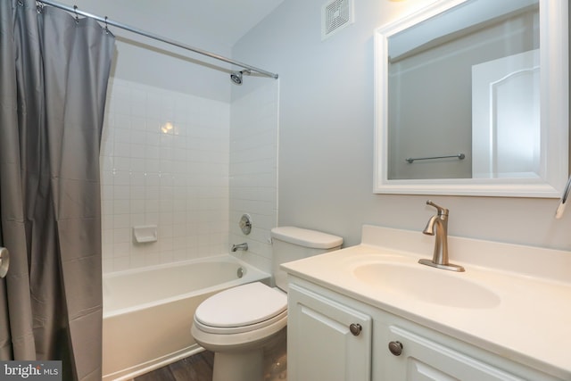 2066 Capstone Cir, Herndon, VA 20170 - full bath with shower / bathtub combination with curtain, vanity, and wood finished floors