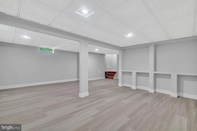 166 Neil Ct, Princeton, NJ 08540 - below grade area featuring light wood-type flooring, stairs, and recessed lighting