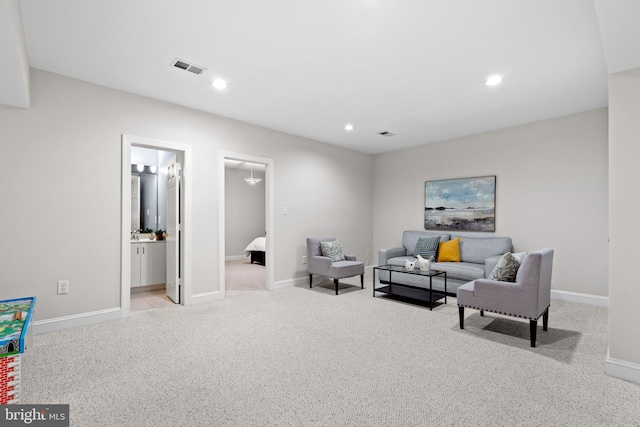 3929 Vacation Ln, Arlington, VA 22207 - carpeted living room featuring recessed lighting