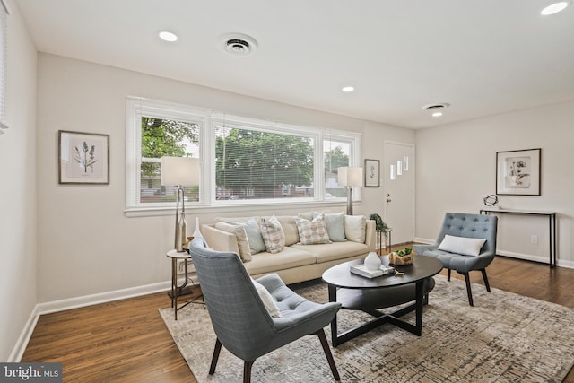 8328 Merrymount Dr, Baltimore, MD 21244 - living area featuring dark wood-type flooring and recessed lighting