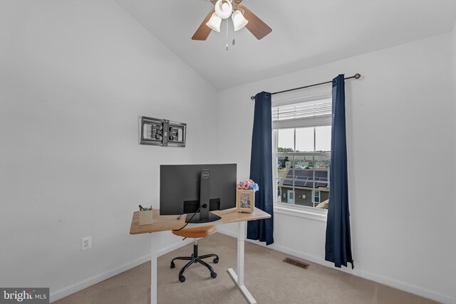 7129 Durrette Rd, Ruther Glen, VA 22546 - carpeted office space with vaulted ceiling and ceiling fan